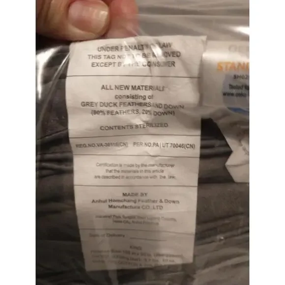 Airluck Luxury Feather Down Comforter King Size, Medium Warm All Seasons Gray